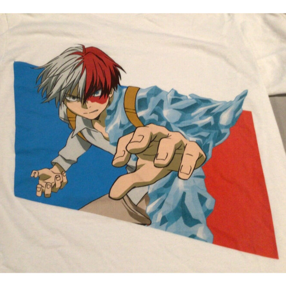 Funimation My Hero Academia Todoroki Fire & Ice White Anime T-Shirt Men’s Size S - Picture 3 of 5